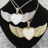 Sublimation LARGE ANGE HEART WINGS Necklace