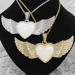 Sublimation LARGE ANGE HEART WINGS Necklace